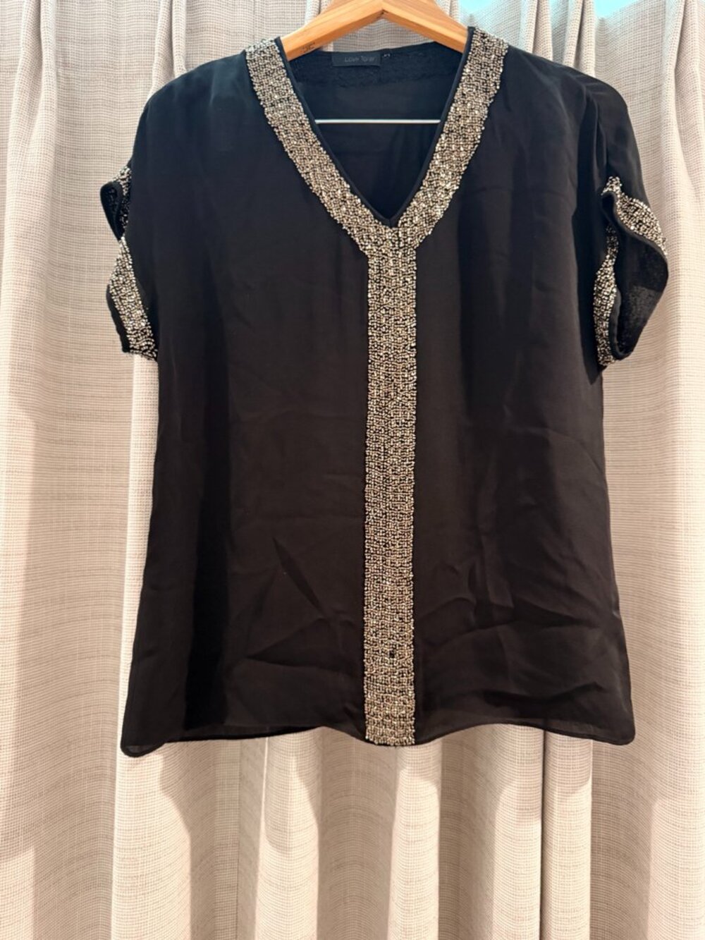 Love Token Embellished Blouse – Black – Size M